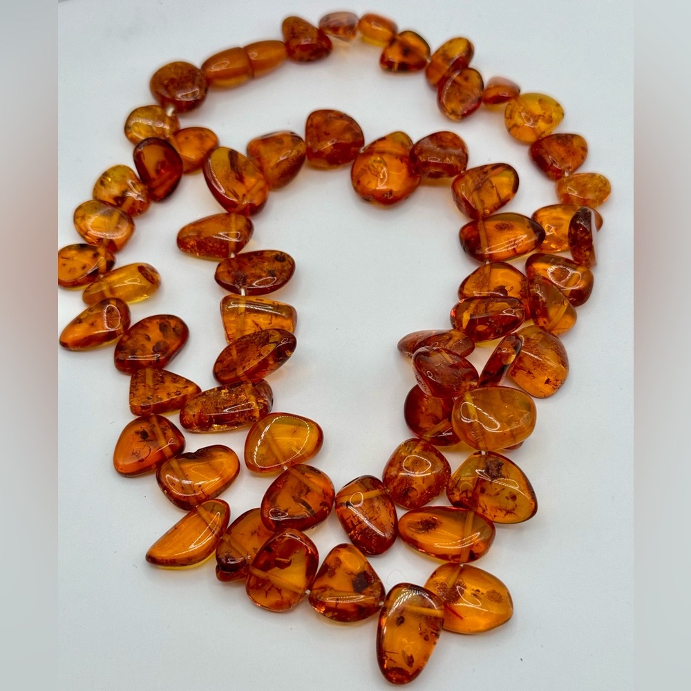 Genuine Baltic Amber Necklace with Amber Screw Clasp 24" Long - Picture 9 of 17